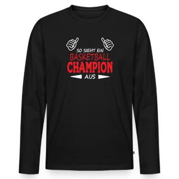 Basketball Geschenkidee Sport Design - Männer Premium Bio Langarmshirt - Schwarz - Vorne - Nico (187cm)