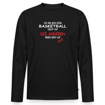 Basketball Geschenkidee Sport Design - Männer Premium Bio Langarmshirt - Schwarz - Vorne - Nico (187cm)
