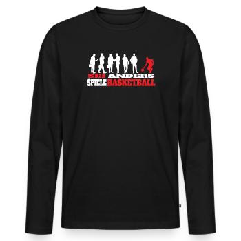 Basketball Geschenkidee Sport Design - Männer Premium Bio Langarmshirt - Schwarz - Vorne - Nico (187cm)