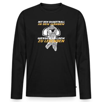 Basketball Geschenkidee Sport Design - Männer Premium Bio Langarmshirt - Schwarz - Vorne - Nico (187cm)