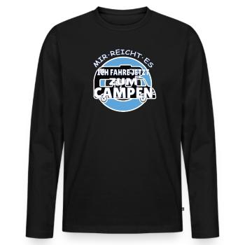 Camper Geschenkidee Camping - Männer Premium Bio Langarmshirt - Schwarz - Vorne - Nico (187cm)