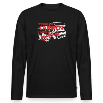 Camper Geschenkidee Camping - Männer Premium Bio Langarmshirt - Schwarz - Vorne - Nico (187cm)