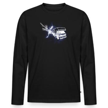 Camper Geschenkidee Camping - Männer Premium Bio Langarmshirt - Schwarz - Vorne - Nico (187cm)