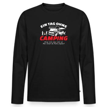 Camper Geschenkidee Camping - Männer Premium Bio Langarmshirt - Schwarz - Vorne - Nico (187cm)