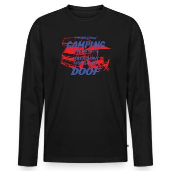 Camper Geschenkidee Camping - Männer Premium Bio Langarmshirt - Schwarz - Vorne - Nico (187cm)