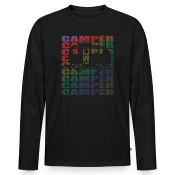 Camper Geschenkidee Camping - Männer Premium Bio Langarmshirt - Schwarz - Vorne - Nico (187cm)