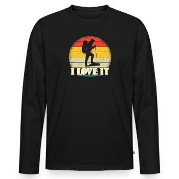 Wandern Zubehör Wanderer Motiv - Männer Premium Bio Langarmshirt - Schwarz - Vorne - Nico (187cm)