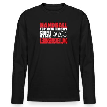 Handball Zubehör handballer Motiv - Männer Premium Bio Langarmshirt - Schwarz - Vorne - Nico (187cm)