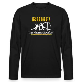 Handball Zubehör handballer Motiv - Männer Premium Bio Langarmshirt - Schwarz - Vorne - Nico (187cm)