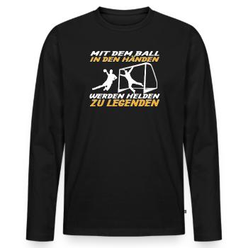 Handball Zubehör handballer Motiv - Männer Premium Bio Langarmshirt - Schwarz - Vorne - Nico (187cm)