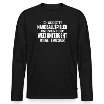 Handball Zubehör handballer Motiv - Männer Premium Bio Langarmshirt - Schwarz - Vorne - Nico (187cm)