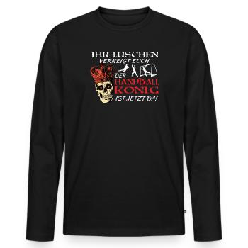 Handball Zubehör handballer Motiv - Männer Premium Bio Langarmshirt - Schwarz - Vorne - Nico (187cm)