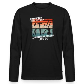 Artisans d’idées cadeaux DIY - T-shirt manches longues Premium bio Homme - noir - Devant - Nico (187cm)