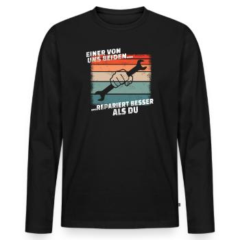 DIY Gift Idea Craftsmen - Men's Premium Organic Long Sleeve Shirt - black - Front - Nico (187cm)