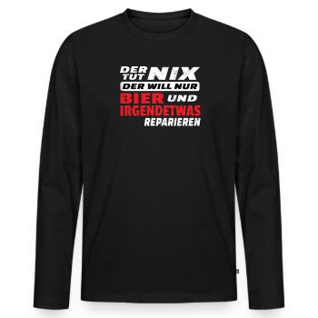 DIY Gift Idea Craftsmen - Men's Premium Organic Long Sleeve Shirt - black - Front - Nico (187cm)