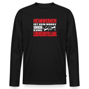 Artisans d’idées cadeaux DIY - T-shirt manches longues Premium bio Homme - noir - Devant - Nico (187cm)