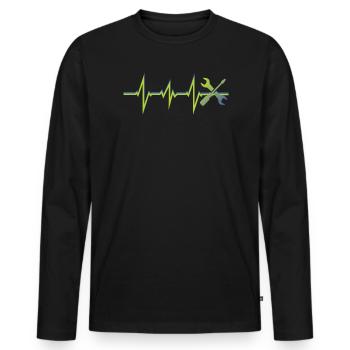 Artisans d’idées cadeaux DIY - T-shirt manches longues Premium bio Homme - noir - Devant - Nico (187cm)