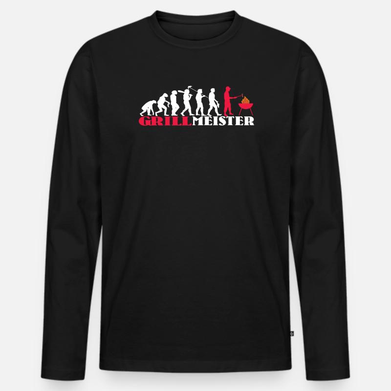 Grillen und Camper Geschenkidee - Männer Premium Bio Langarmshirt - Schwarz