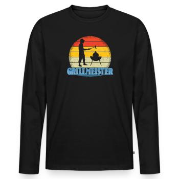 Grillen und Camper Geschenkidee - Männer Premium Bio Langarmshirt - Schwarz - Vorne - Nico (187cm)
