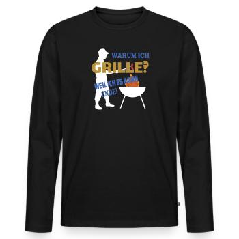 Grillen und Camper Geschenkidee - Männer Premium Bio Langarmshirt - Schwarz - Vorne - Nico (187cm)