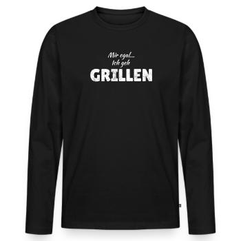 Grillen und Camper Geschenkidee - Männer Premium Bio Langarmshirt - Schwarz - Vorne - Nico (187cm)