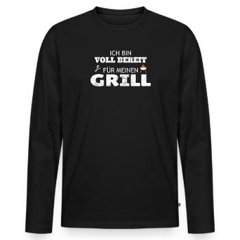 Grillen und Camper Geschenkidee - Männer Premium Bio Langarmshirt - Schwarz - Vorne - Nico (187cm)