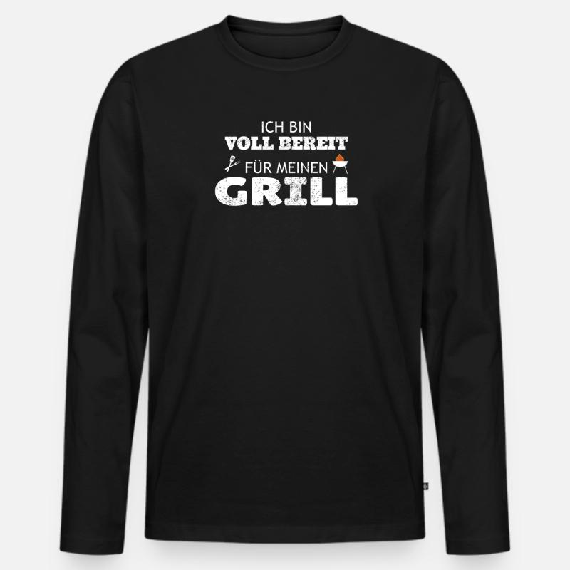 Grillen und Camper Geschenkidee - Männer Premium Bio Langarmshirt - Schwarz