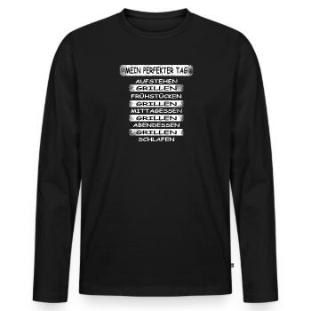 Grillen und Camper Geschenkidee - Männer Premium Bio Langarmshirt - Schwarz - Vorne - Nico (187cm)