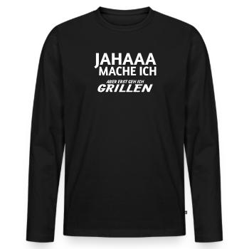 Grillen und Camper Geschenkidee - Männer Premium Bio Langarmshirt - Schwarz - Vorne - Nico (187cm)