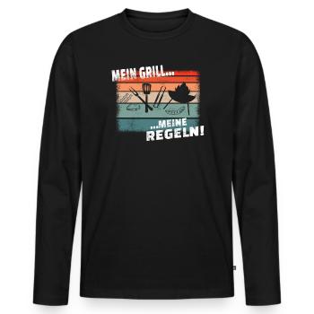 Grillen und Camper Geschenkidee - Männer Premium Bio Langarmshirt - Schwarz - Vorne - Nico (187cm)