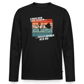 Grillen und Camper Geschenkidee - Männer Premium Bio Langarmshirt - Schwarz - Vorne - Nico (187cm)