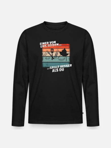 Grillen und Camper Geschenkidee - Männer Premium Bio Langarmshirt - Schwarz
