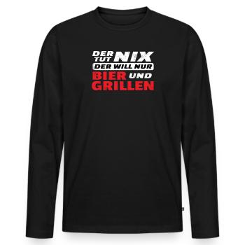 Grillen und Camper Geschenkidee - Männer Premium Bio Langarmshirt - Schwarz - Vorne - Nico (187cm)