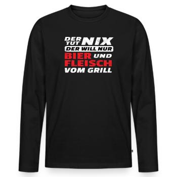 Grillen und Camper Geschenkidee - Männer Premium Bio Langarmshirt - Schwarz - Vorne - Nico (187cm)