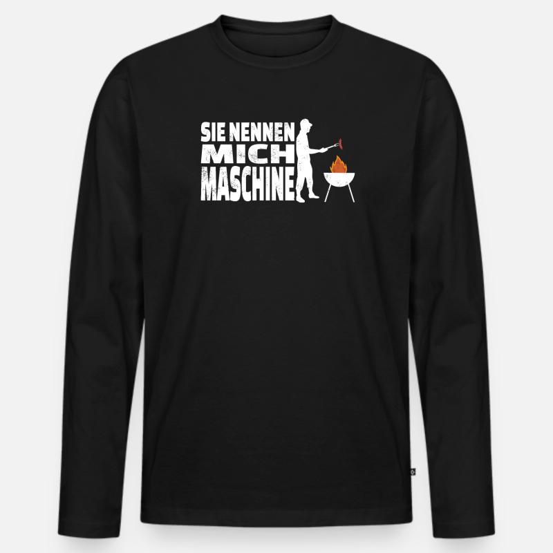 Grillen und Camper Geschenkidee - Männer Premium Bio Langarmshirt - Schwarz
