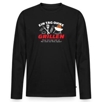 Grillen und Camper Geschenkidee - Männer Premium Bio Langarmshirt - Schwarz - Vorne - Nico (187cm)