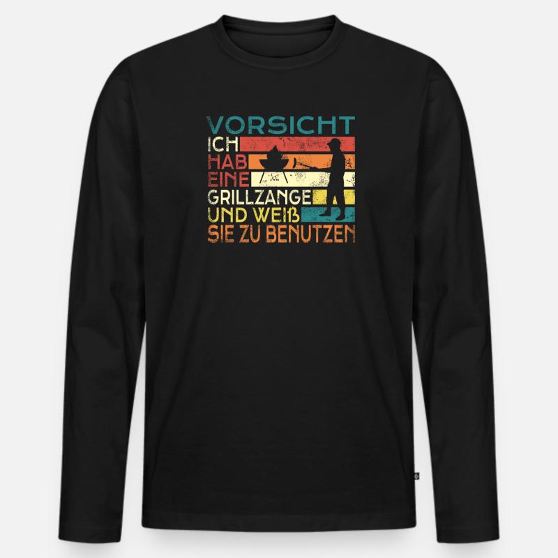 Grillen und Camper Geschenkidee - Männer Premium Bio Langarmshirt - Schwarz
