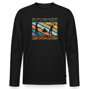 Grillen und Camper Geschenkidee - Männer Premium Bio Langarmshirt - Schwarz - Vorne - Nico (187cm)