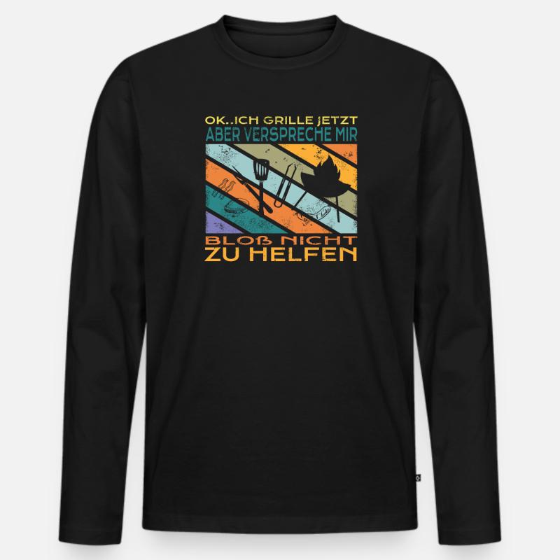 Grillen und Camper Geschenkidee - Männer Premium Bio Langarmshirt - Schwarz