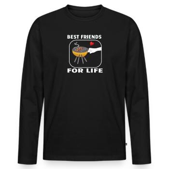 Idée de barbecue et de cadeau de camping-car - T-shirt manches longues Premium bio Homme - noir - Devant - Nico (187cm)