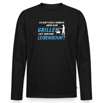 Grillen und Camper Geschenkidee - Männer Premium Bio Langarmshirt - Schwarz - Vorne - Nico (187cm)