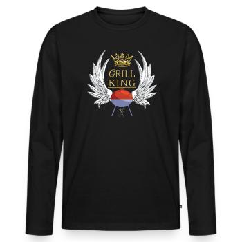 Idée de barbecue et de cadeau de camping-car - T-shirt manches longues Premium bio Homme - noir - Devant - Nico (187cm)