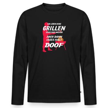 Grillen und Camper Geschenkidee - Männer Premium Bio Langarmshirt - Schwarz - Vorne - Nico (187cm)
