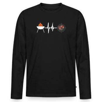 Idée de barbecue et de cadeau de camping-car - T-shirt manches longues Premium bio Homme - noir - Devant - Nico (187cm)