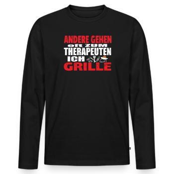 Grillen und Camper Geschenkidee - Männer Premium Bio Langarmshirt - Schwarz - Vorne - Nico (187cm)