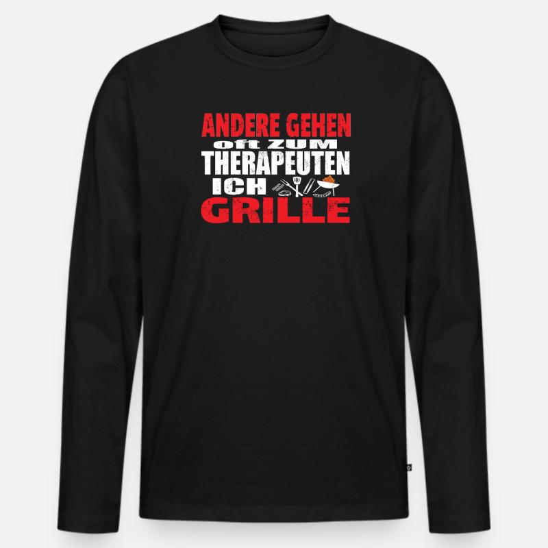 Grillen und Camper Geschenkidee - Männer Premium Bio Langarmshirt - Schwarz