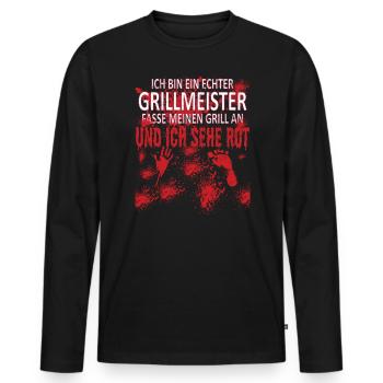Grillen und Camper Geschenkidee - Männer Premium Bio Langarmshirt - Schwarz - Vorne - Nico (187cm)