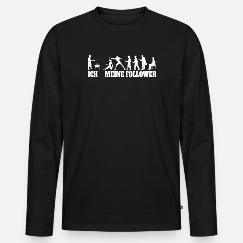 Grillen und Camper Geschenkidee - Männer Premium Bio Langarmshirt - Schwarz