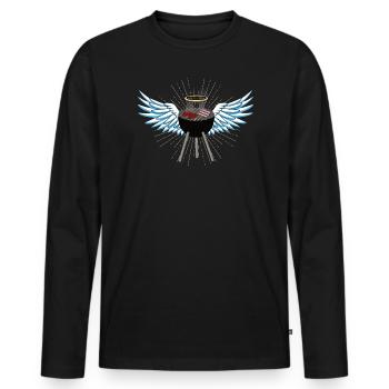 Idée de barbecue et de cadeau de camping-car - T-shirt manches longues Premium bio Homme - noir - Devant - Nico (187cm)