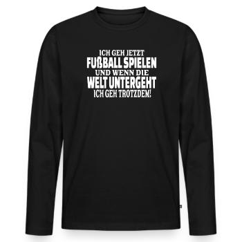Fußballzubehör Geschenkidee Fußballfan - Männer Premium Bio Langarmshirt - Schwarz - Vorne - Nico (187cm)